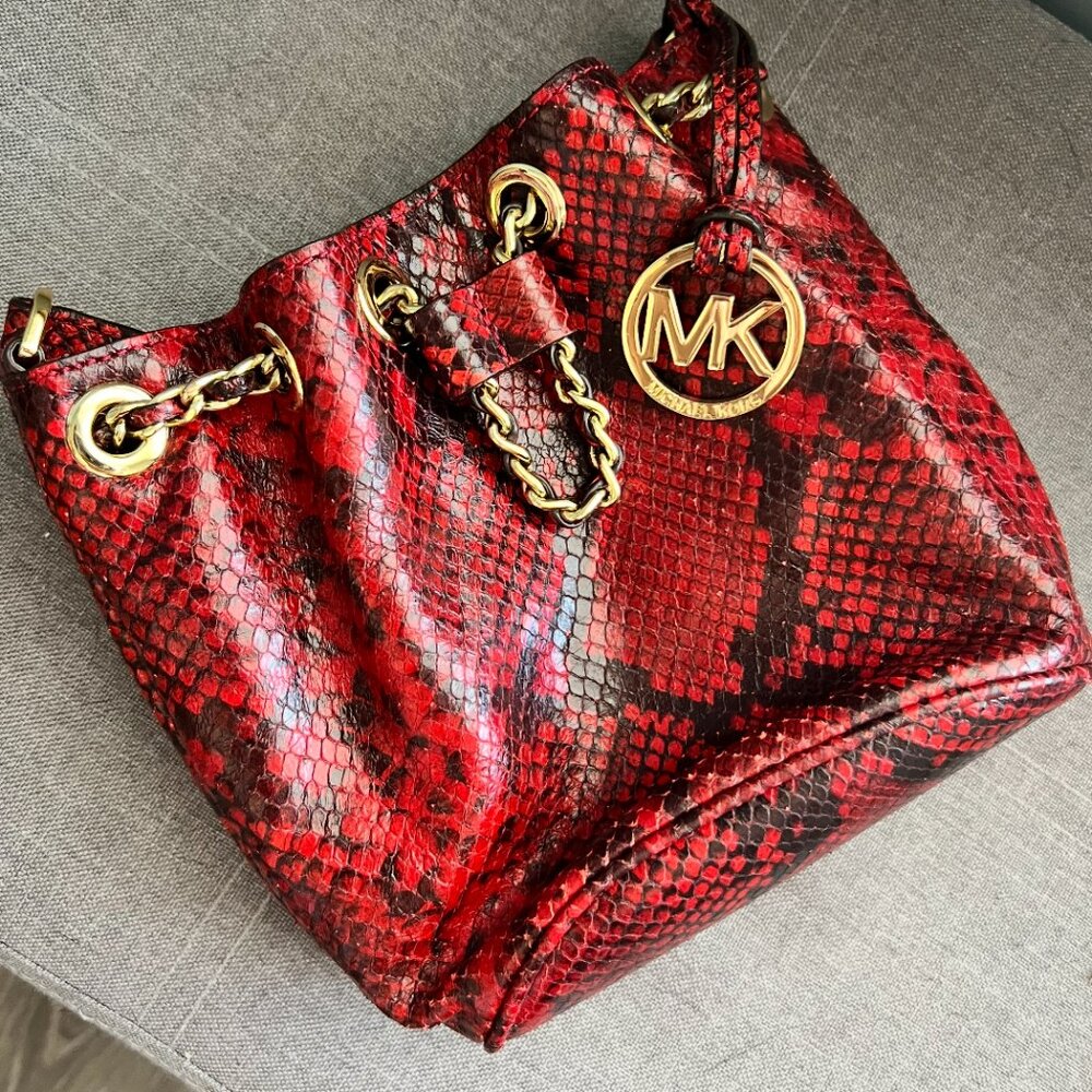 Michael Kors Frankie Embossed Python Leather Smal… - image 1